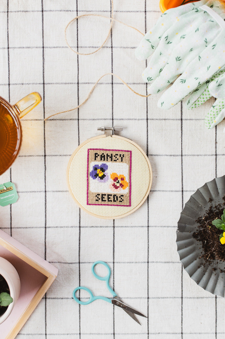 Pansy Seed Cross Stitch Kit