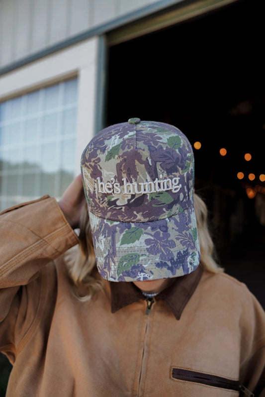 He's Hunting Camo Trucker Hat