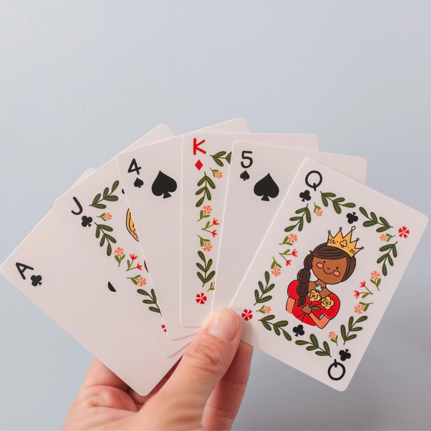 Green Floral Playing Card Deck