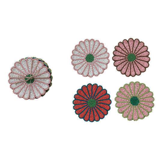 Beaded Flower Coaster Set