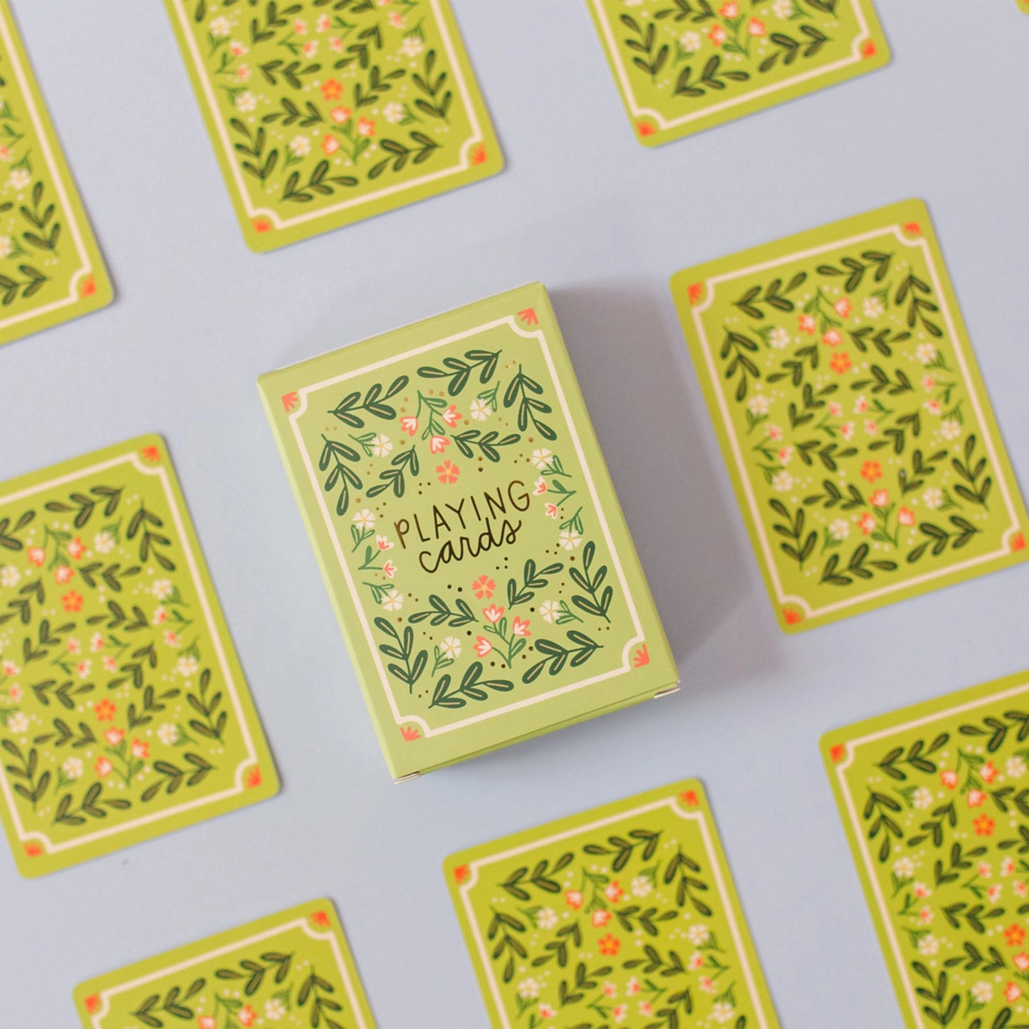 Green Floral Playing Card Deck
