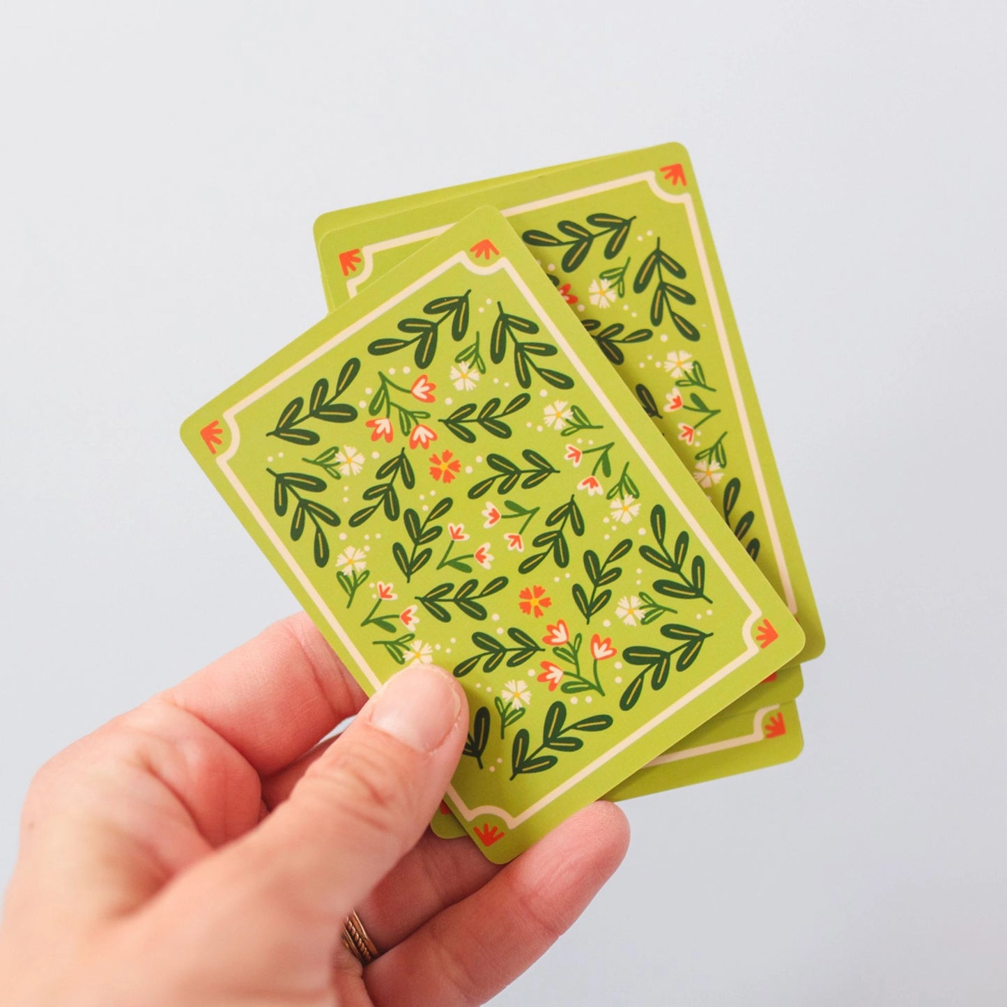 Green Floral Playing Card Deck