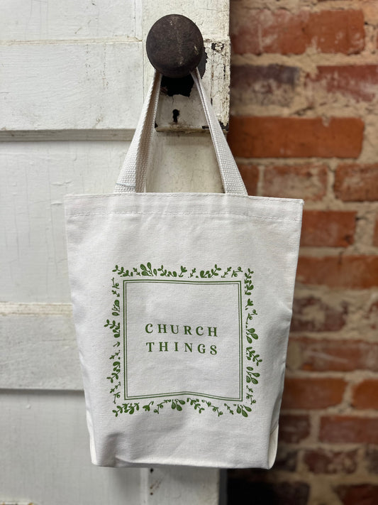 Church Things Bible Tote Bag, Green