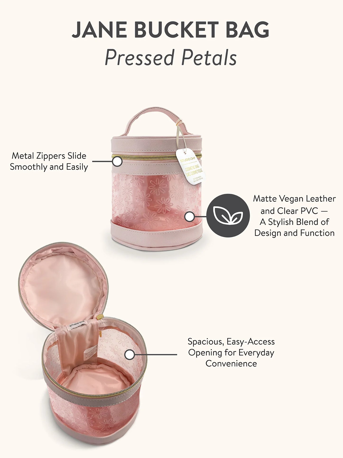 Jane Bucket Cosmetic Pouch - Pressed Petal