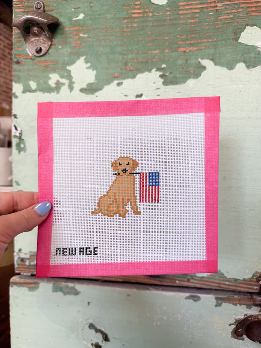 Patriotic Golden Retriever Canvas