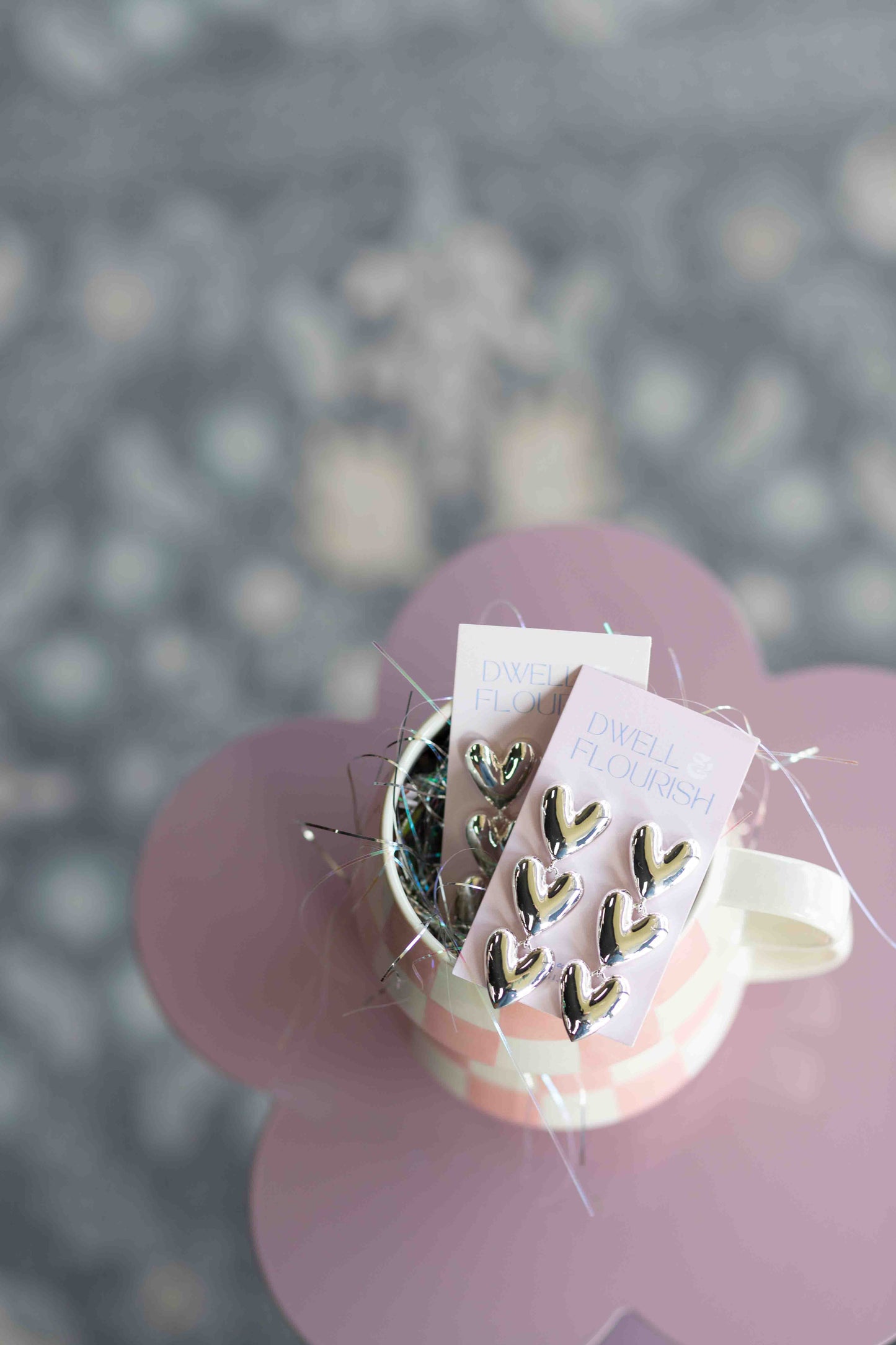 The ILY Metallic Triple Heart Earrings