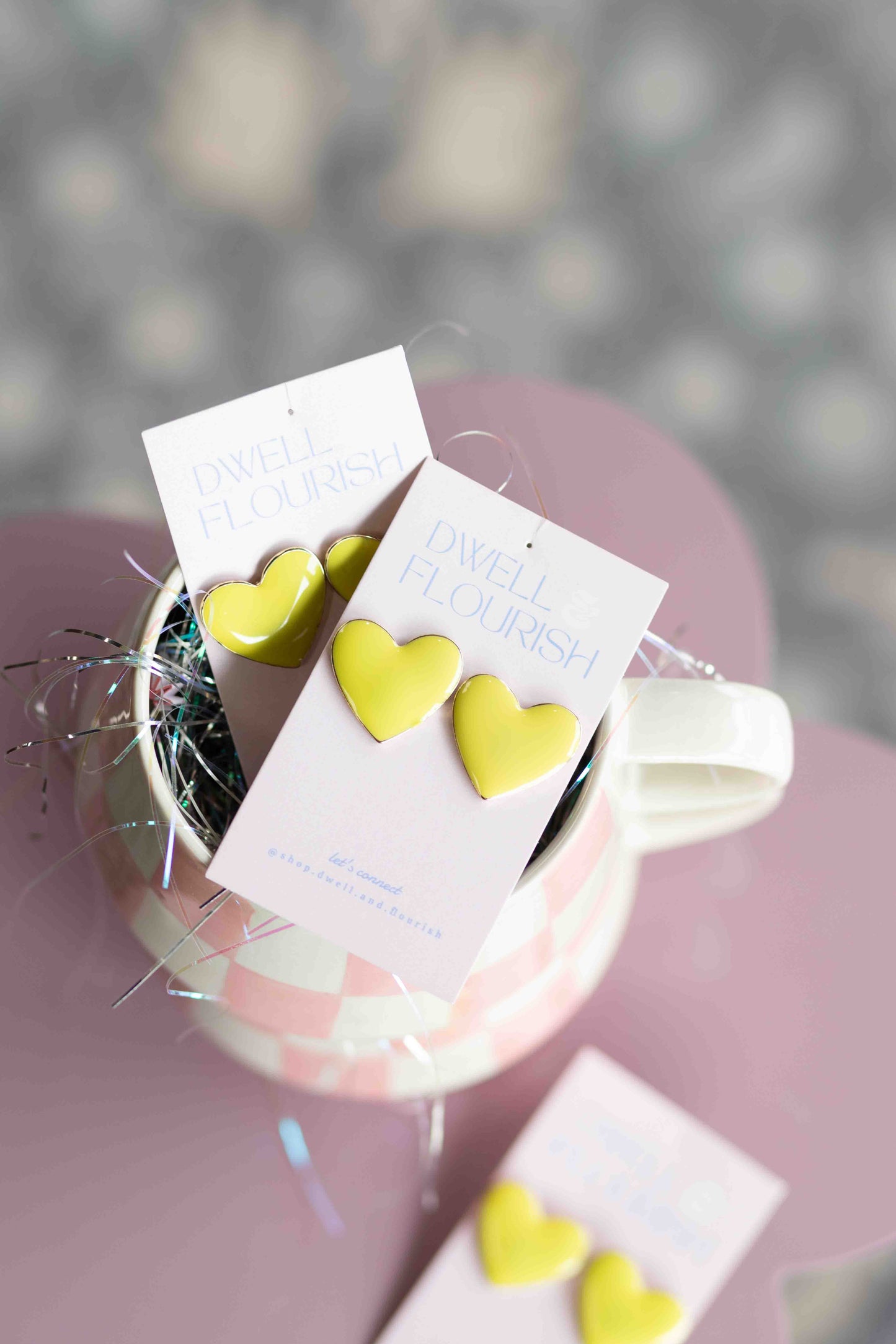 Oversized Yellow Heart Stud Earrings