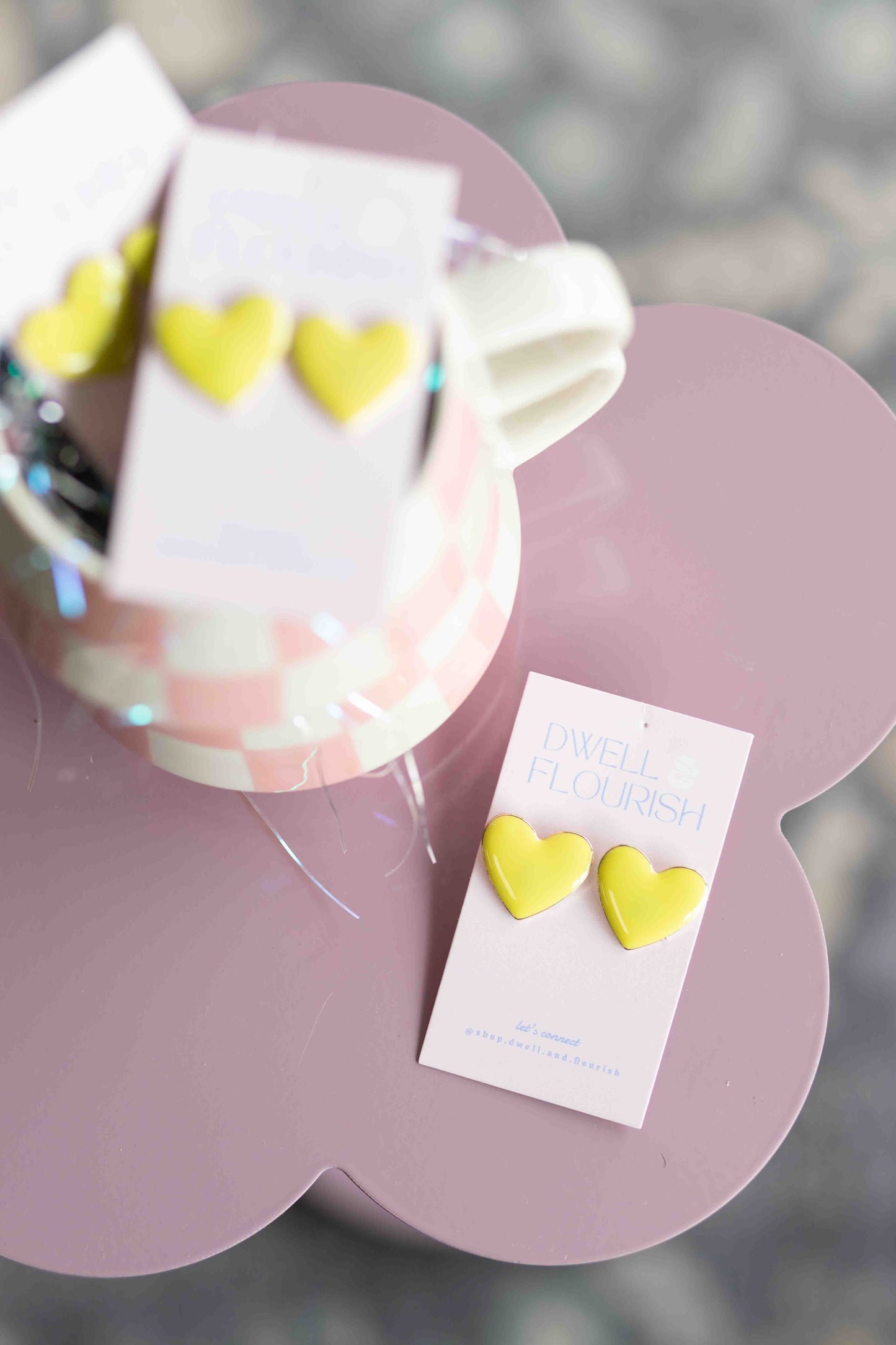 Oversized Yellow Heart Stud Earrings