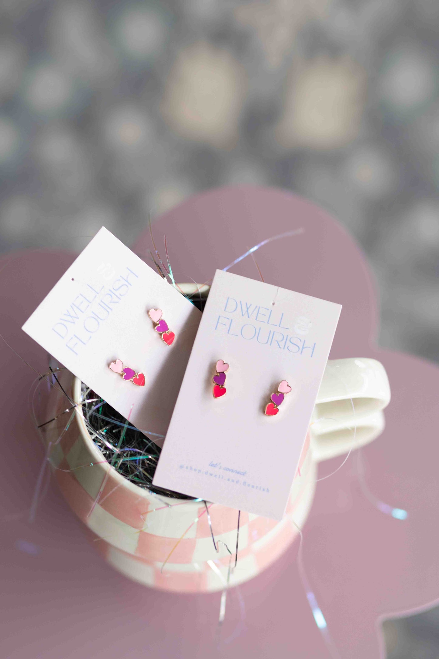 Trio of Love Bright Heart Stud Earrings