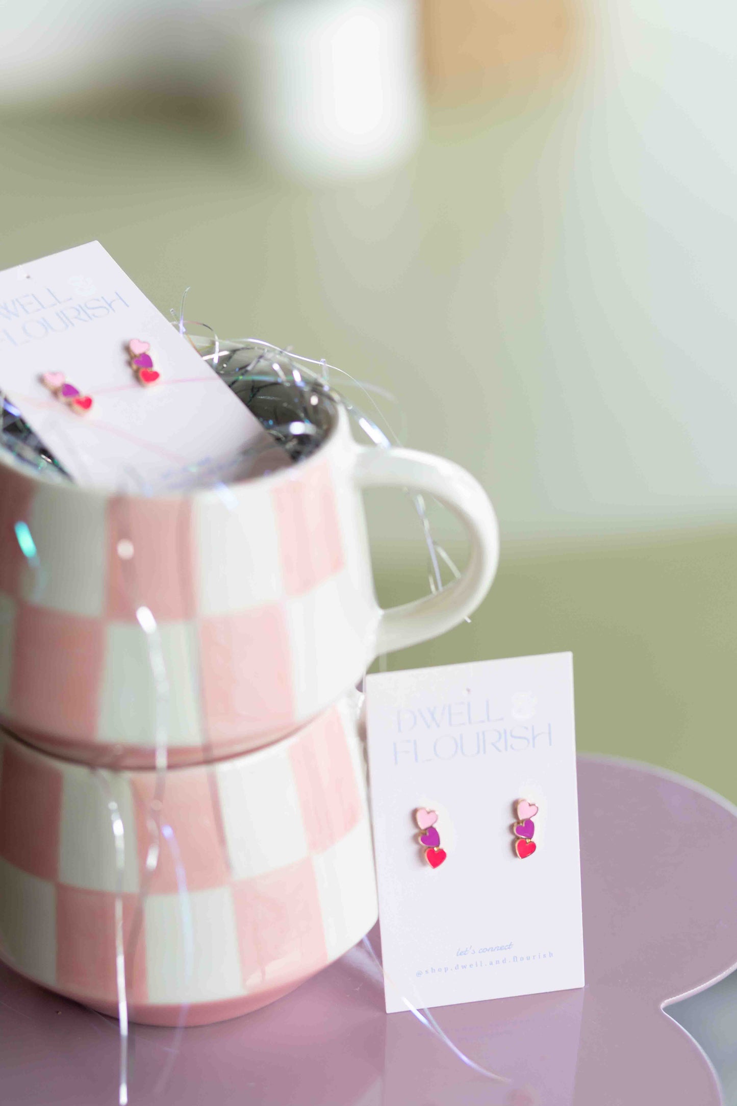 Trio of Love Bright Heart Stud Earrings