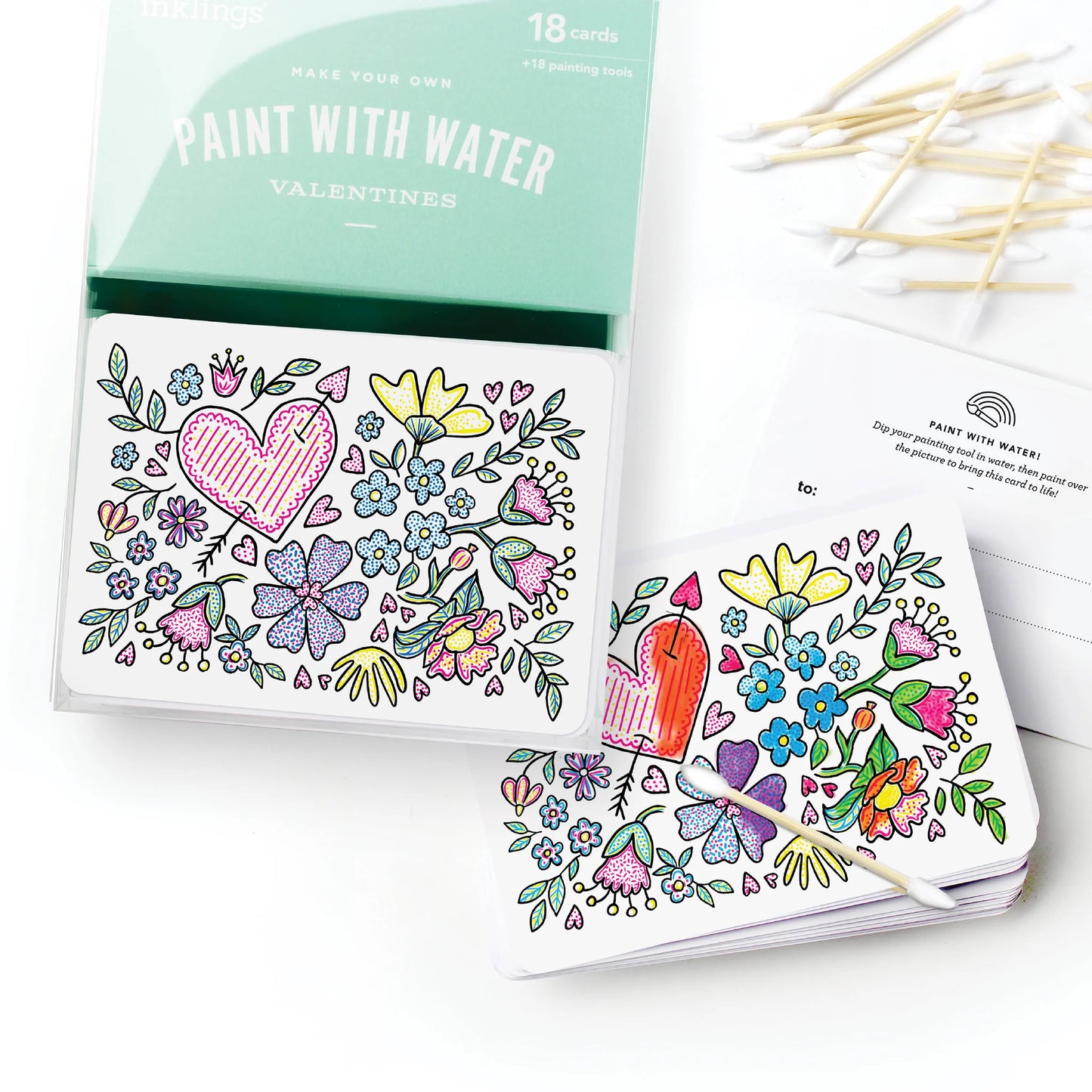 Paint with Water Floral Valentines Cards