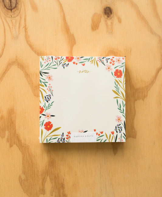 Floral Notes Block Notepad