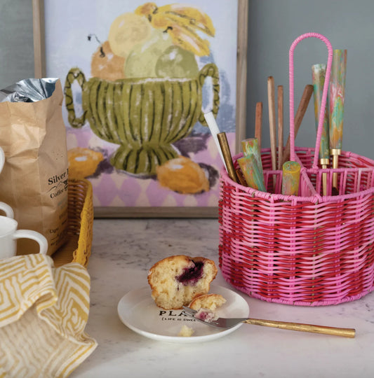 Pink Woven Sectioned Basket, Hot Pink