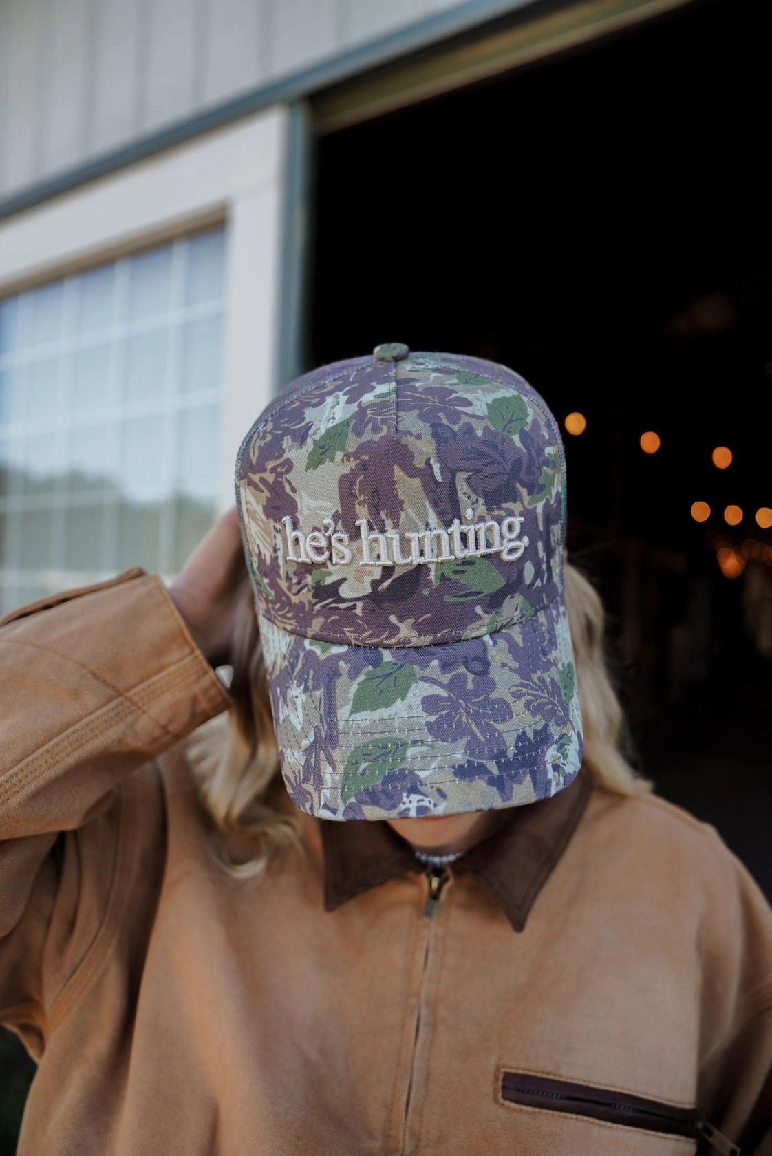 He's Hunting Camo Trucker Hat