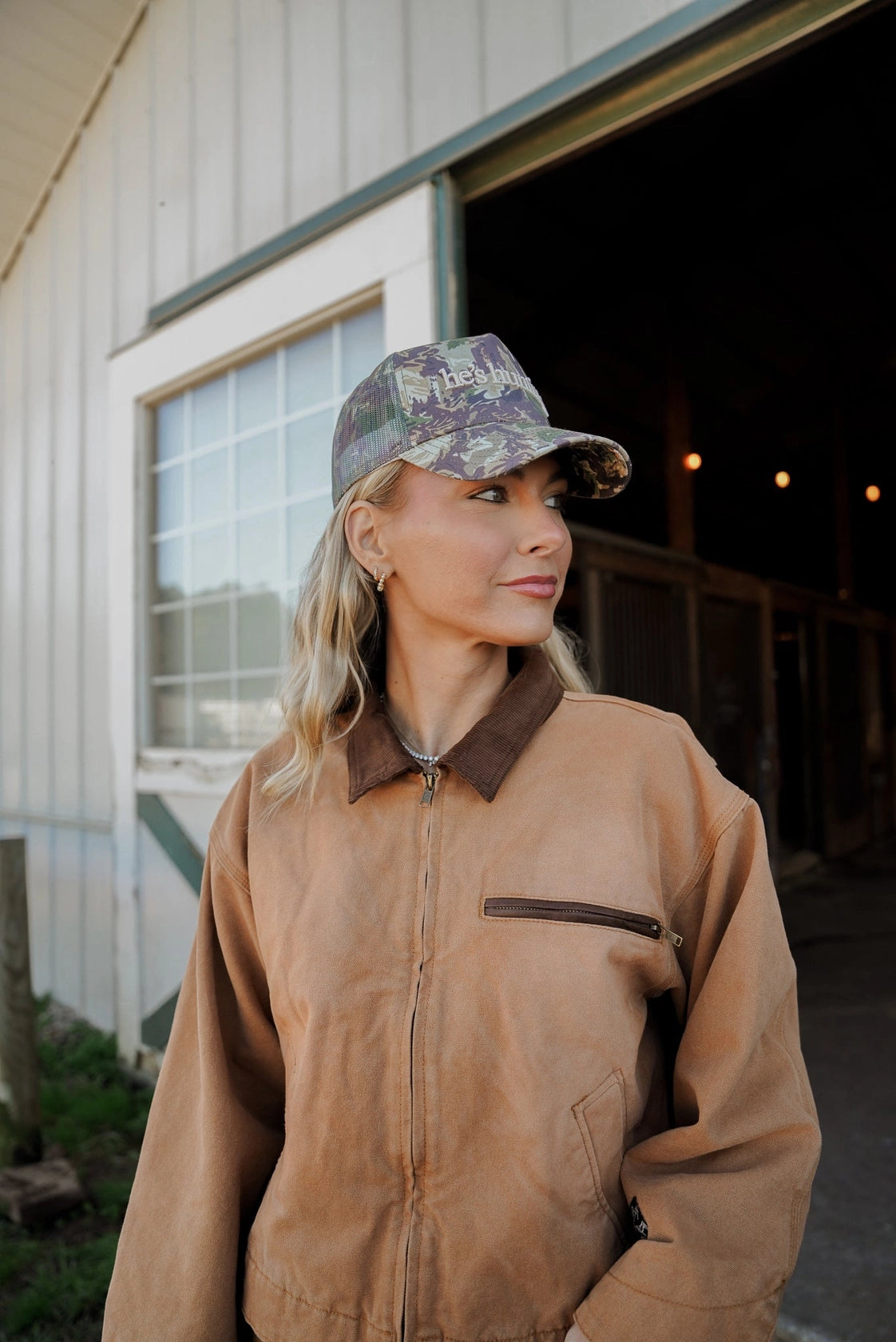 He's Hunting Camo Trucker Hat