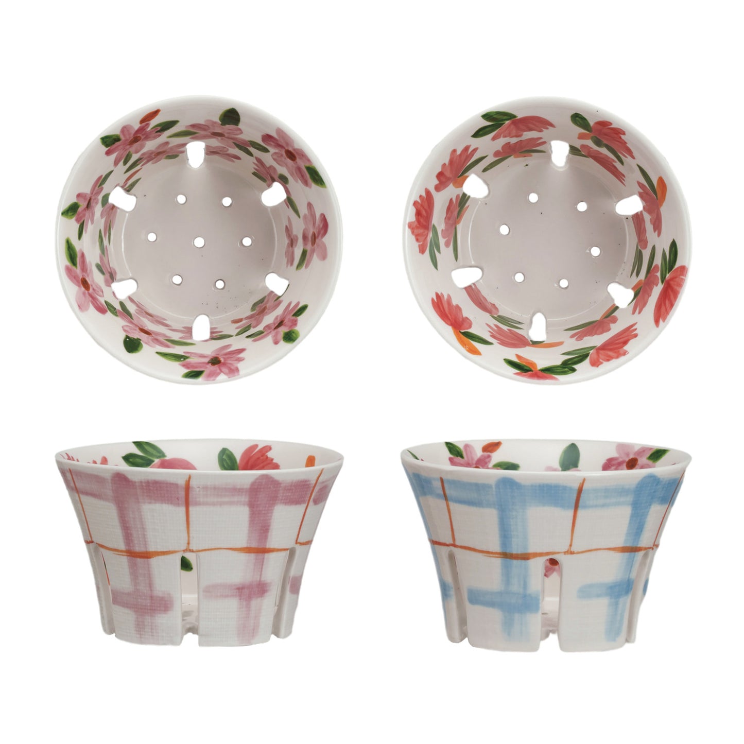 Plaid and Floral Stone Berry Bowl