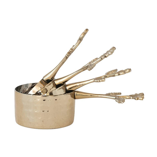 Gold Measuring Cup Set with Floral Handle