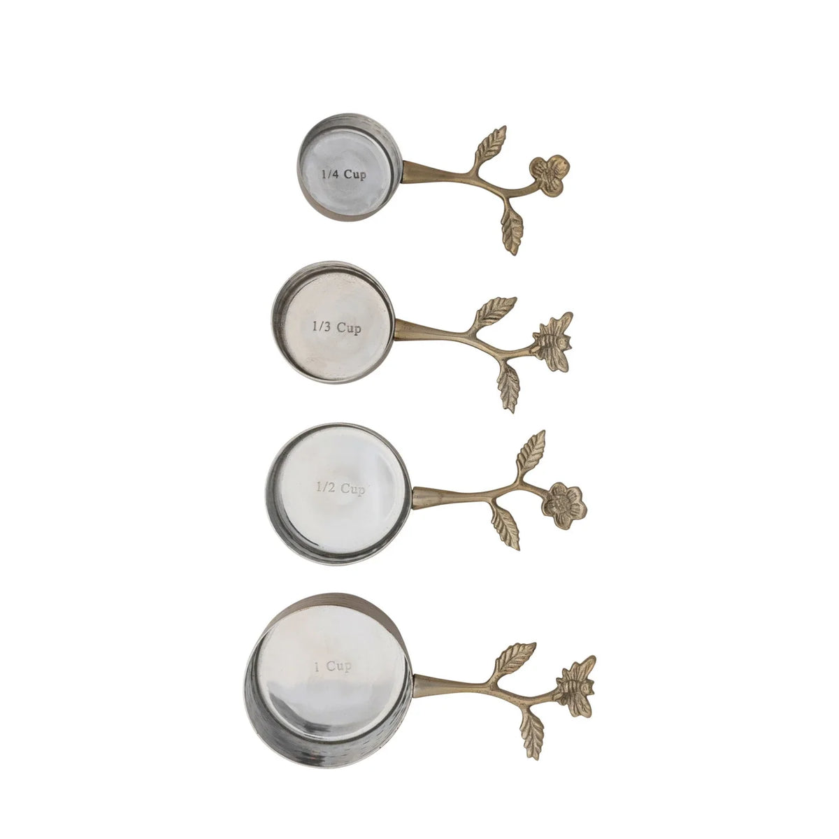 Gold Measuring Cup Set with Floral Handle